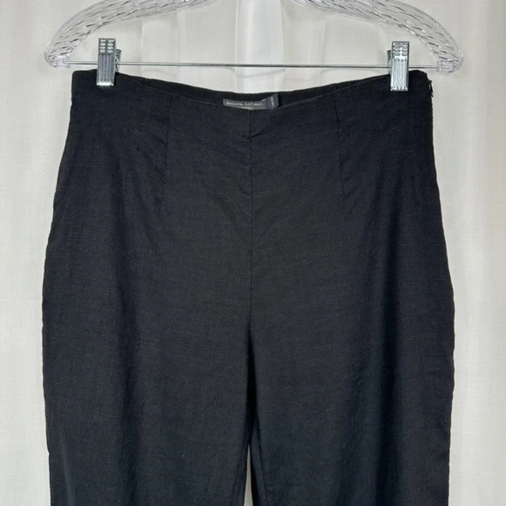 VTG  Banana Republic Lindsey‎ Stretch Linen Blend Pants  4P Minimalist Y2K Black